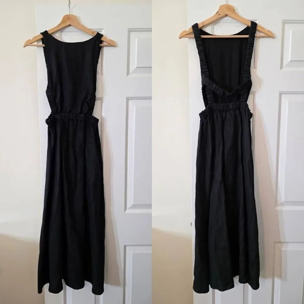 Pixie Market Black Linen Dress Medium Beatrice XS - Picture 3 of 10